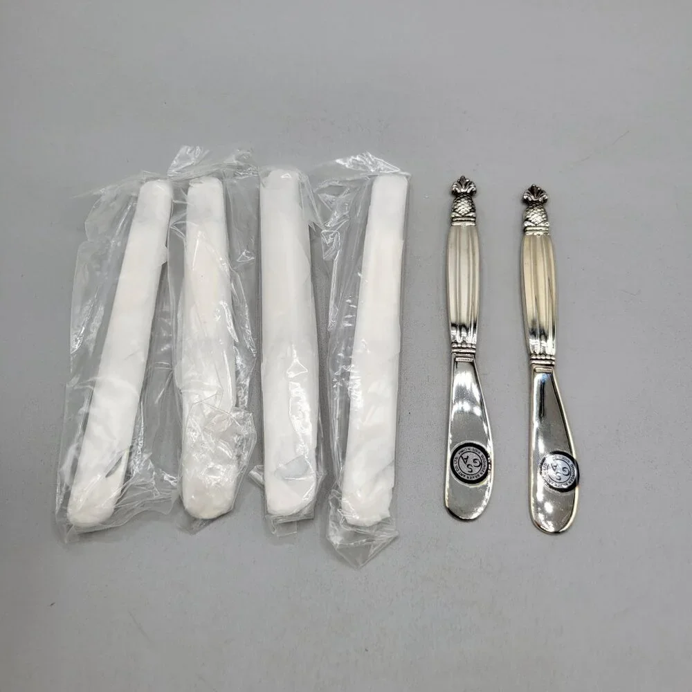 Godinger Silver Plated Pineapple Design Pate Knife Set Of 6